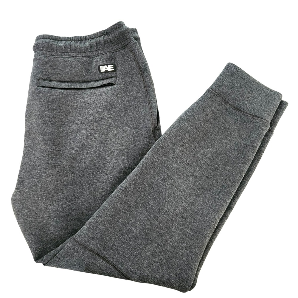 American Eagle Men Joggers Charcoal Gray Heather Tapered Sweatpants Large